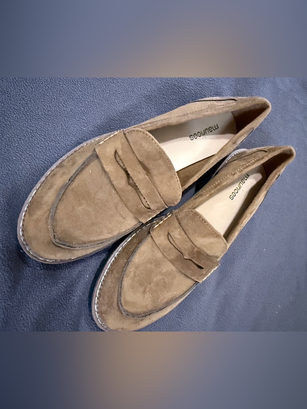 Maurices Women's Suede Penny Loafer Flats Taupe⁠, Size 8